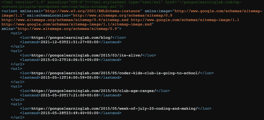 Sitemap XML file