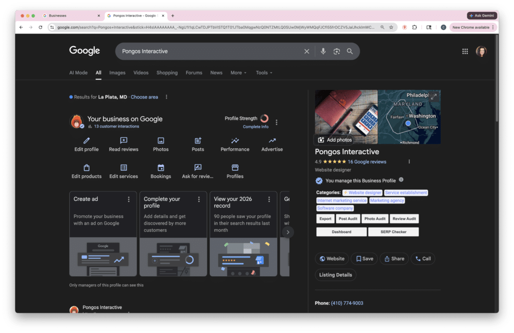 Pongos Interactive Google Business Profile