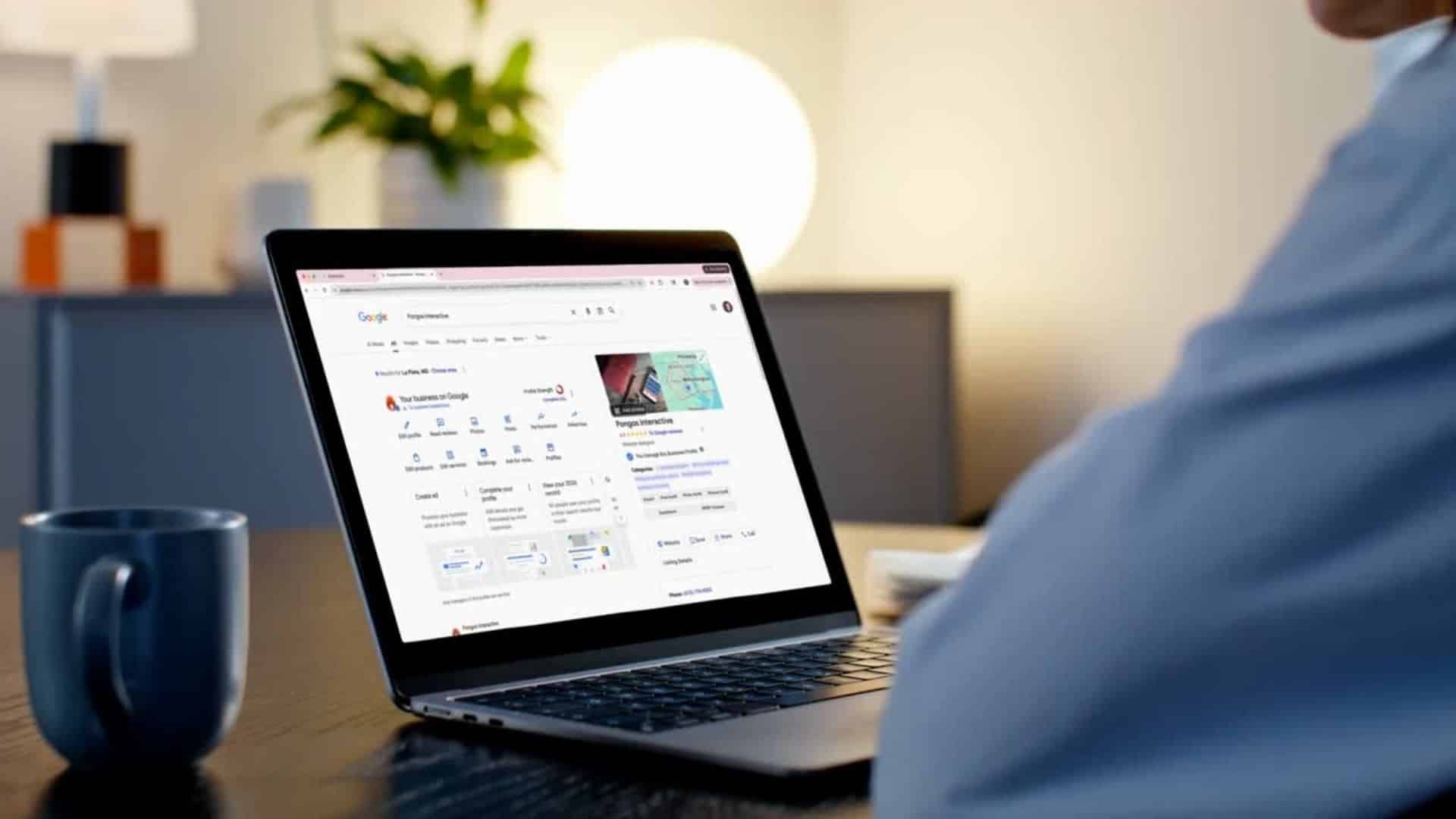 Laptop showing a Google Business Profile